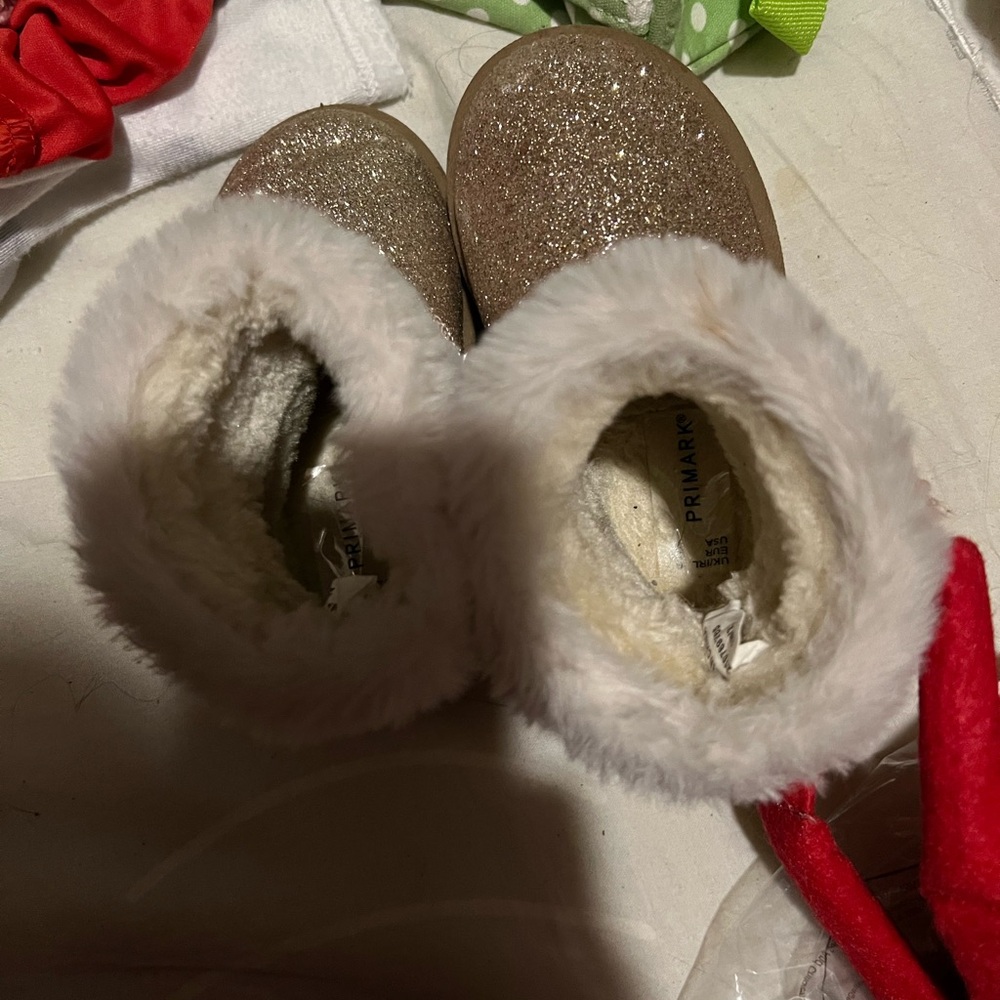 Primark Kids Glitter Boots with Faux Fur